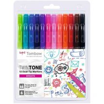TwinTone Dual Tip Marker 0.8mm and 0.3mm Line Bright Assorted Colo - Tombow