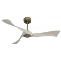 Klassfan - Twist , Ventilateur déstratificateur d'air, pales bois laquées blanc132 Cm, moteur laiton sans lumière