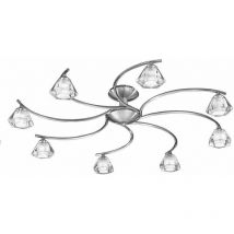 Franklite - Twista satin nickel ceiling light 8 bulbs