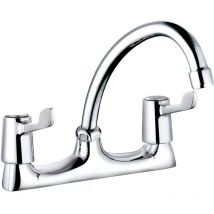 Two Handle Lever Taps Deck Sink Mixer Modern Chrome Round Kitchen Bathroom