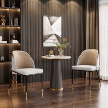 Unho - Two-tone Microfiber Leather Upholstered Dining Chairs (Set of 2) - Beige/White Gray