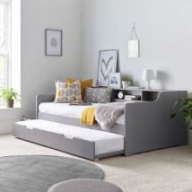 Bedmaster - Tyler Guest Bed And Trundle Grey With Memory Foam Mattresses