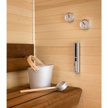 Tylö - Saunazubehör Set Brilliant Silver Saunakübel Saunakelle Thermometer Hygrometer Sanduhr
