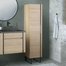 Byca - tyo - Colonna portaoggetti su gambe in massello di rovere e metallo nero 150 cm