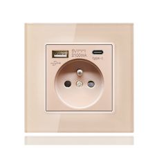 Typ-C+USB16A Typ 86 Französisches Steckdosenfeld, Anzahl der Steckdosen: 2 Löcher, Anzahl der USB-Anschlüsse: 1, Anzahl der Typ-C-Anschlüsse: 1,