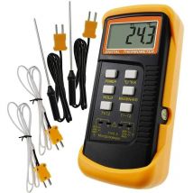 Ontway - Typ-K-Thermometer mit 1300 °C-Thermoelementsensor (°c, °f und k mit 4 Thermoelementen (festverdrahtet und Edelstahl)