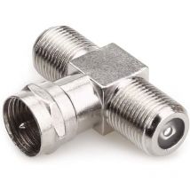 Typ Stecker auf 2 Buchsen, 3-Wege-Koaxialkabel-Splitter-Stecker-Adapter, F-Stecker, Satelliten-Innen-TV-Antennenkabel-Stecker – 2 Stück