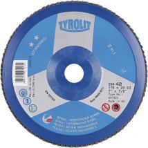 Tyrolit - Schleiflamellenteller Standard 125mm Korn 40 - Form 28N, gerade, Schleifscheibe für Stahl und Edelstahl, max. 8590 U/min, Bohrung 22,23mm,