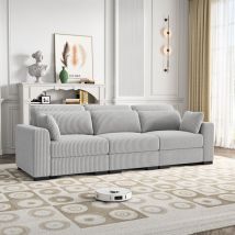 Kefsr- U-förmiges Ecksofa, Wohnzimmersofa, Modular, 3-sitzer, Mit Kissen, Cordstoff, Rahmenlos, Für Wohnzimmer, Büro (grau)
