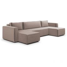 U-sofa 5-sitzig Umbaubar Truhe Ezekiel Cord Taupe