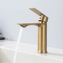 Ubeegol - Waschtischarmatur Gold – Einhebelmischer aus Edelstahl, Temperatur- und Durchflussregelung, Modernes Design