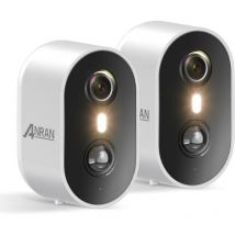 Anran - berwachungskamera außen/ innen, 3MP Batteriebetriebene Kamera Outdoor mit PIR-Bewegungserkennung, Spotlight, Farbnachtsicht, 2-Wege-Audio C2