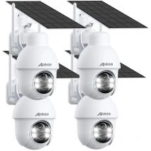 Anran - berwachungskamera außen Akku Solar 3MP, Kabellose Überwachungskamera wlan mit Flutlicht, PIR-Bewegungserkennung und Alexa-kompatibel, Farbige