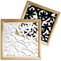 UCCELLINI - Moduli Decorativi in Legno e PVC - Colore: bianco - Misura: 98x98 cm