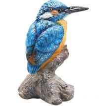 Uccello martin pescatore su tronco di resina 9 x 9 x 15 cm