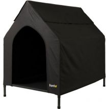 Lionto - Berdachte Hundeliege Erhöhte Hundehütte Hundebett Mit Dach Schwarz (s) 90x65x85 Cm