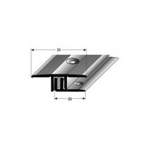 Bergangsprofil / Übergangsschiene Laminat, 'Calgary' , Höhe 7 x15 mm, 33 mm breit, 2-teilig, Aluminium eloxiert, gebohrt-silber-1000