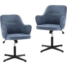 UEV - 2er Set Bürostuhl ergonomisch, Loungesessel aus Chenille, Schreibtischstuhl höhenverstellbar, Drehstuhl mit Armlehne, Arbeitszimmer, Büro, 65 x