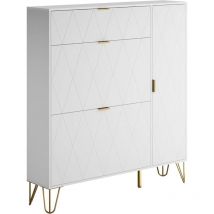 UEV - Armoire à Chaussure Inclinable, Meuble à Chaussure pour 16 Paires de Chaussure, Rangement Chaussure, Etagère Caché et Cabinet Botte sur Côté