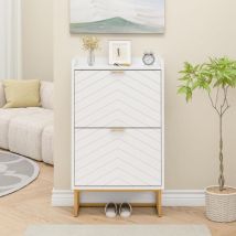 UEV - Armoire à Chaussures, avec 2 Abattants, Armoire à Chaussures Étroite, Plafond avec Clôture, Étagère Réglable à 2 Positions, pour Couloir,