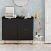 UEV - Armoire à Chaussures avec 4 Abattants, Armoire à Chaussures Étroite, Plafond avec Clôture, Étagère Réglable à 2 Positions, pour Couloir, Salon,