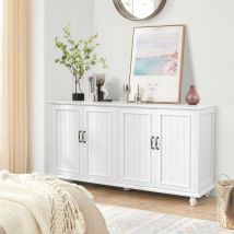 UEV - Buffet Vintage 4 Portes, Commode Bahut, Vaisselier en Bois, Meuble Salle à Manger Latéral, Fabriquer en mdf et Bois de Pin, 157 x 41 x 81cm,