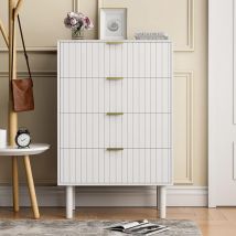 UEV - Cassettiera Bianca Camera da Letto, Comò 4 Cassetti con Motivi a Marmo, Mobile in Legno, Credenza per Soggiorno, Corridoio, Scandinavia, 34P x