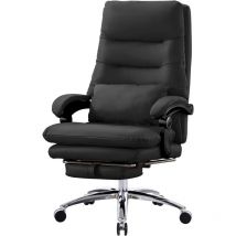 Chaise de Bureau Ergonomique avec Oreiller Lombaire, Coussins et Dossier à Double Couche, Repose-Pied, Pivotante, Inclinable jusqu'à 150°, Hauteur