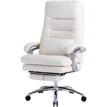 Chaise de Bureau Ergonomique avec Oreiller Lombaire, Coussins et Dossier à Double Couche, Repose-Pied, Pivotante, Inclinable jusqu'à 150°, Hauteur