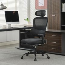 Chaise de Bureau Ergonomique, Fauteuil avec Appui-tête et Repose-Pieds, Accoudoirs 3D, Support Lombaire, Haut eur Réglable, Capacité de Poids jusqu'à
