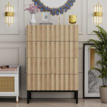 UEV - Commode à 4 tiroirs, Commode Étroite avec Grand Espace de Rangement, Armoire avec Plafond Spacieux pour Salon, Chambre à Coucher, Pieds Métal,