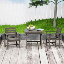 UEV - Gartenmöbel-Set 3 teilig - 2 Stühle und 1 Tisch, Outdoor Möbel Gartenset Gartengarnitur Sitzgarnitur aus hdpe Für Garten Terrasse Draußen Grau