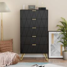 UEV - Kommode mit 5 Schublanden, 60 x 34 x 110cm, Aufbewahrungskommode, Modern Schrank, Highboard, Sideboard mit Schubladen, NachtschrankSchmal