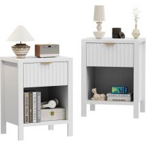 UEV - Lot de 2 Table à Chevet, Table de Nuit, Table d'Appoint, avec Tiroirs et Cabinet de Rangement, Style Moderne, Scandinave pour Salon, Chambre,