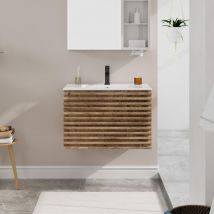 UEV Mobile Bagno, con Lavabo in Ceramica, Lavabo Sospeso 75 cm, 2 Cassetti con Sistema di Chiusura Ammortizzata, Ampio Spazio Contenitivo, 75 x 45 x
