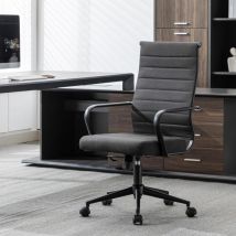 UEV - Sedia da Ufficio Ergonomica Braccioli, Girevole a 360°, Regolabile in Altezza, Lino, Grigio Scuro