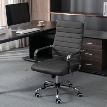 UEV - Sedia da Ufficio Moderna Ergonomica con Rotelle, Sedia da Ufficio in Pelle pu con Braccioli, Altezza Regolabile, Portata Fino a 150 kg, Nero