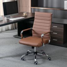 UEV - Sedia da Ufficio Moderna Ergonomica con Rotelle, Sedia da Ufficio in Pelle pu con Braccioli, Altezza Regolabile, Portata Fino a 150 kg, Marrone