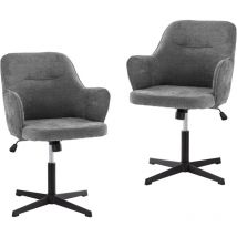 UEV - Set di 2 Sedia da Ufficio Ergonomica in Ciniglia, Sedia da Ufficio Regolabile in Altezza, Sedia Girevole con Braccioli, per Soggiorno, Ufficio,