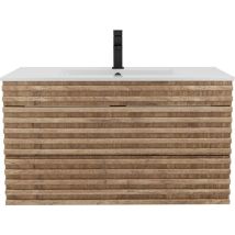 UEV Waschtisch mit Unterschrank, Waschbeckenunterschrank 90cm hängend, Schubladen mit Soft-close-System, Waschplatz, Wandwaschbecken, Badezimmmer