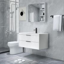Torana - uev Waschtisch mit Unterschrank, Waschbeckenunterschrank 90cm hängend, Wandwaschbecken aus Keramik, Badezimmmer Möbel für Gäste wc, modern,