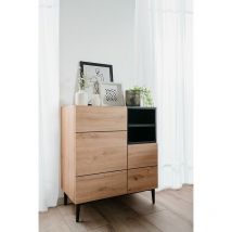 Zenzero Shop - Madia moderna Glesborg con 2 ante e un vano a giorno in finitura Rovere e Nero carbone