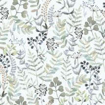 Ugepa - Botanical Leaf Wallpaper Floral Garden Sage Green Paste The Wall Vinyl