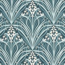 Ugepa - Navy White Bluebell Floral Wallpaper Textured Modern Paste The Wall Vinyl