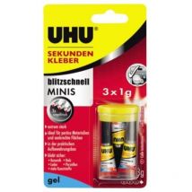 Uhu Colle Instantanée Minis Gel, 3 Tubes De 1 G 45370