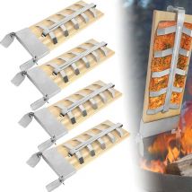 4 x Planche ̈¤ saumon ̈¤ flamber - Planches ̈¤ saumon ̈¤ flamber avec support en acier inoxydable Planches ̈¤ saumon ̈¤ griller, syst ̈ ̈me d'angle