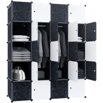 Uisebrt - Armoire Penderie Armoire Portable diy, Étagère de Rangement, Portable Storage Modulable Meuble, 6 Cubes avec Porte, Blanc avec Motif