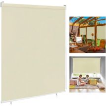 Uisebrt Aussenrollo Senkrechtmarkise Rollo Beschattung Balkonrollo Aussen Sonnenschutzrollo Balkonrollo Uv Schutz (100 240cm, Beige)