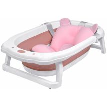 Baignoire pliable pour bébé - Baignoire avec drainage - Coussin de bain pour nouveau-né - Rose - 82 x 50 x 20 cm - Uisebrt