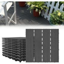 UISEBRT 33 Stück Balkon Bodenbelag WPC Terrassenfliesen Holzoptik Balkonfliesen Klicksystem Klickfliese Kunststoff Klick Fliesen für Garten Balkon